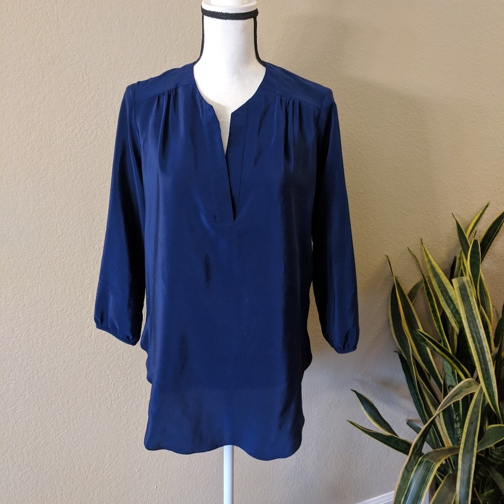 Amanda Uprichard Cobalt Blue Silk Blouse Size M